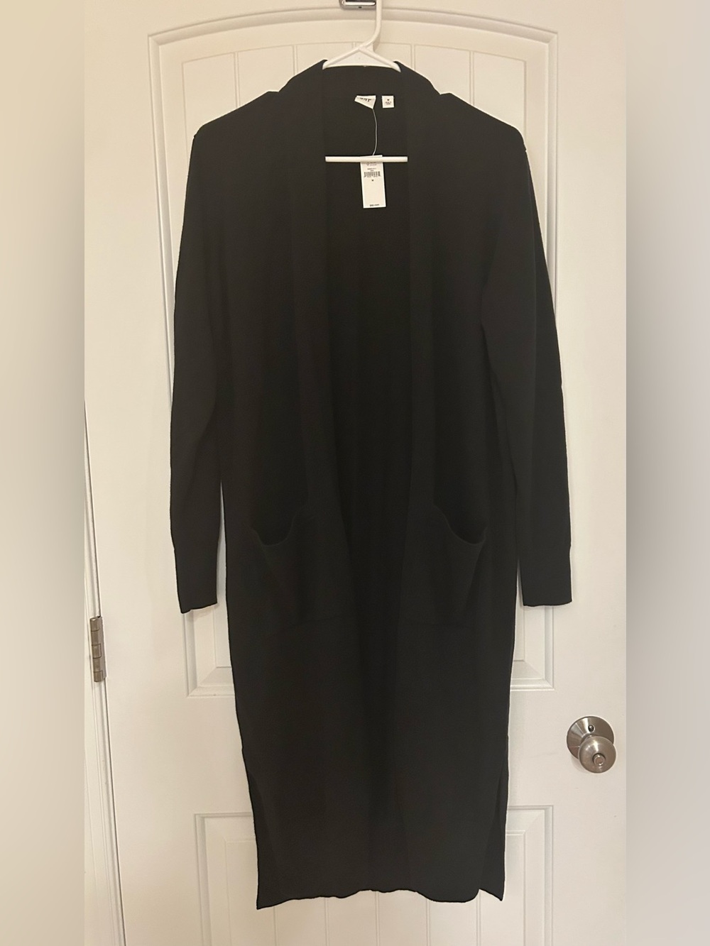 GAP Black Long Knit Open Duster Cardigan Sweater with Pockets Size Medium NWT